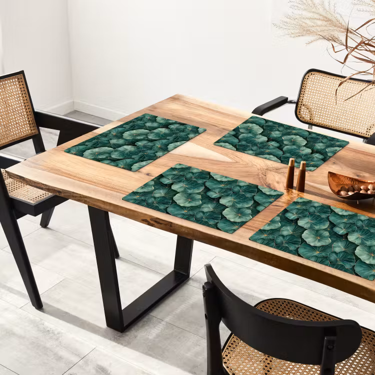 Placemat - 6 stuks - Patroon - Bladeren - Groen — 5