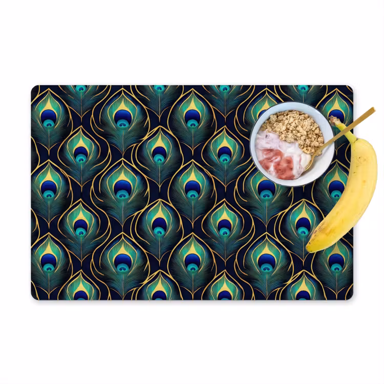 Placemat - 6 stuks - Pauw - Veren - Groen — 1