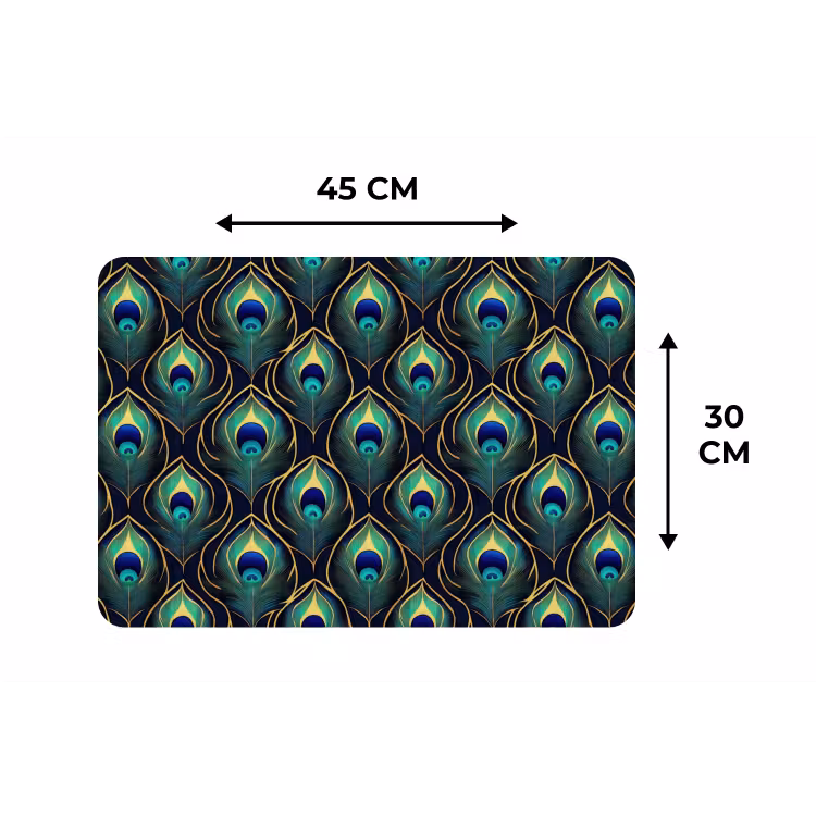 Placemat - 6 stuks - Pauw - Veren - Groen — 3