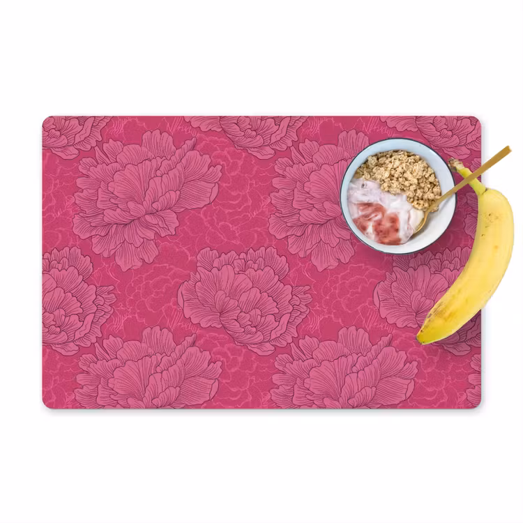 Placemat - 6 stuks - Pioenrozen - Energiek - Roze — 1