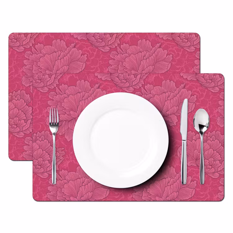 Placemat - 6 stuks - Pioenrozen - Energiek - Roze — 2