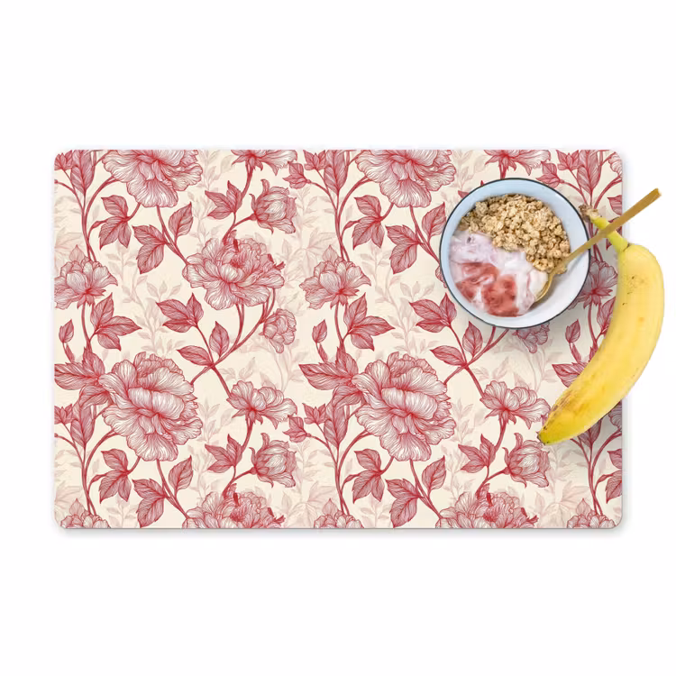 Placemat - 6 stuks - Pioenrozen - Modern - Rood — 1