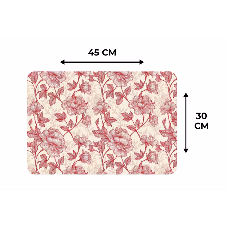 Placemat - 6 stuks - Pioenrozen - Modern - Rood — 3