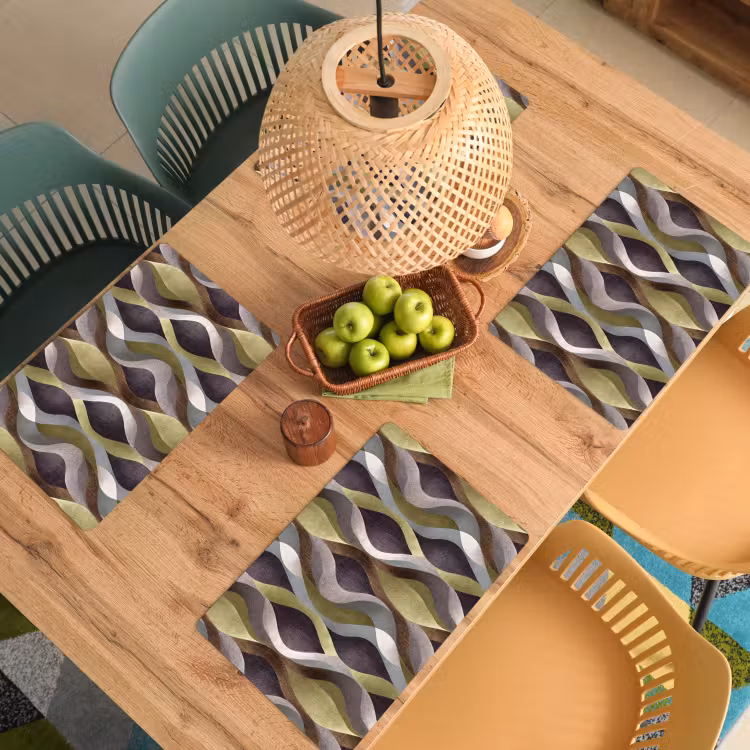 Placemat - 6 stuks - Retro - Banen - Kleurrijk — 6