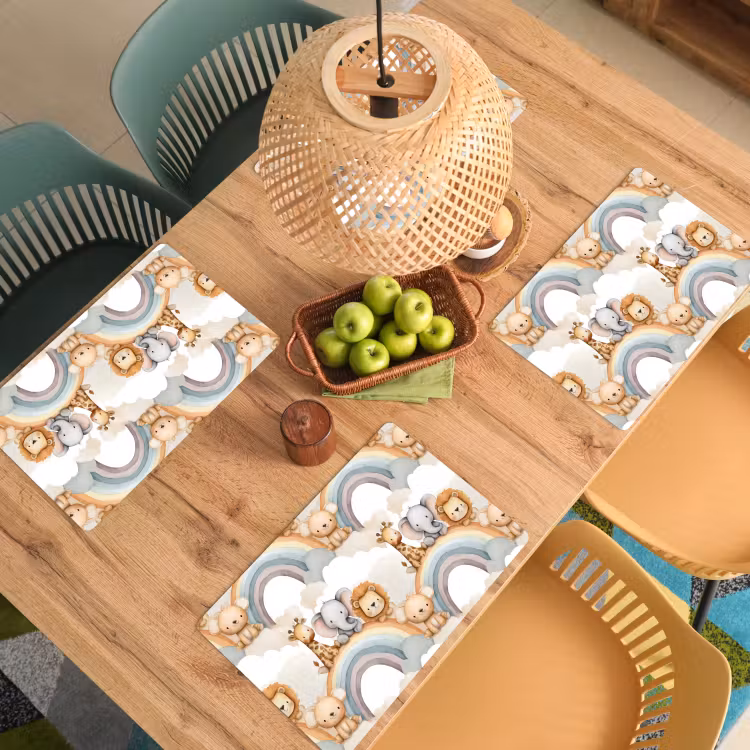 Placemat - 6 stuks - Safari - Regenboog - Kleurrijk — 6