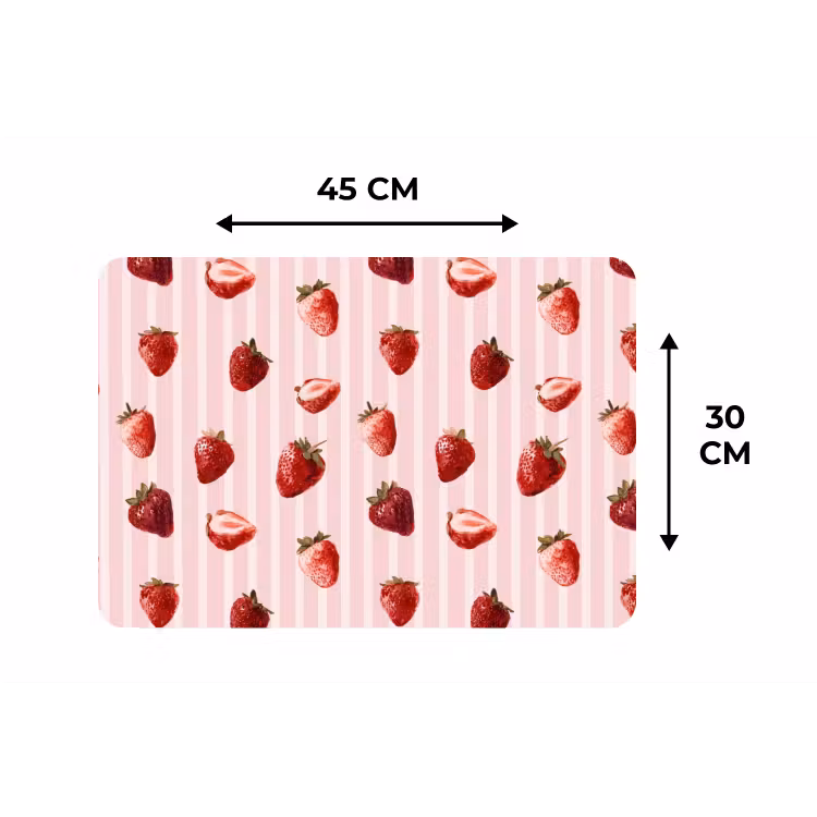 Placemat - 6 stuks - Strepen - Aardbei - Roze — 3