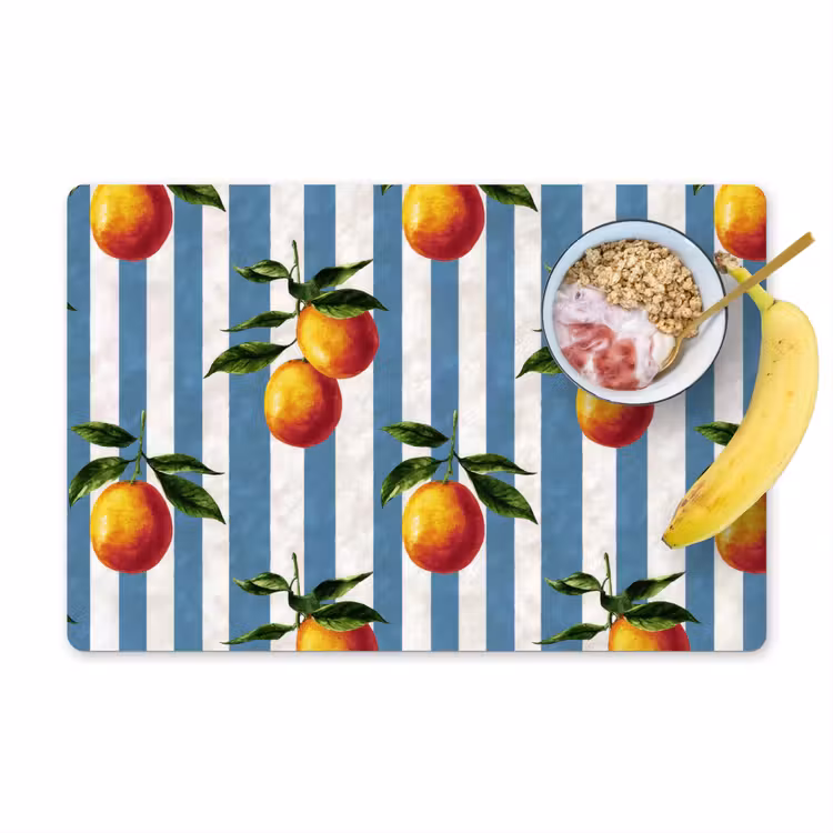 Placemat - 6 stuks - Strepen - Citroen - Blauw — 1
