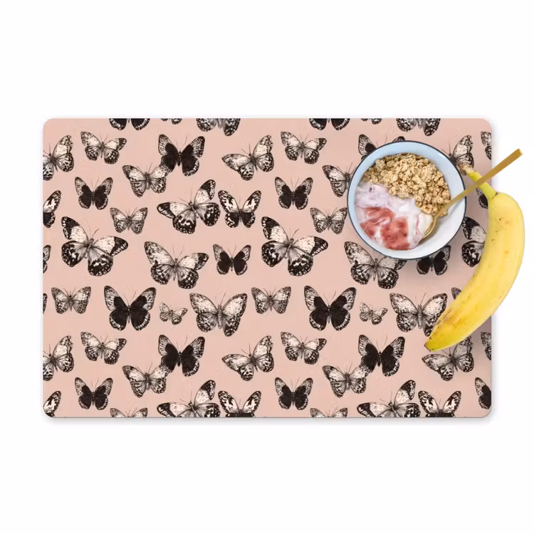 Placemat - 6 stuks - Tijdloos - Vlinders - Perzik — 1