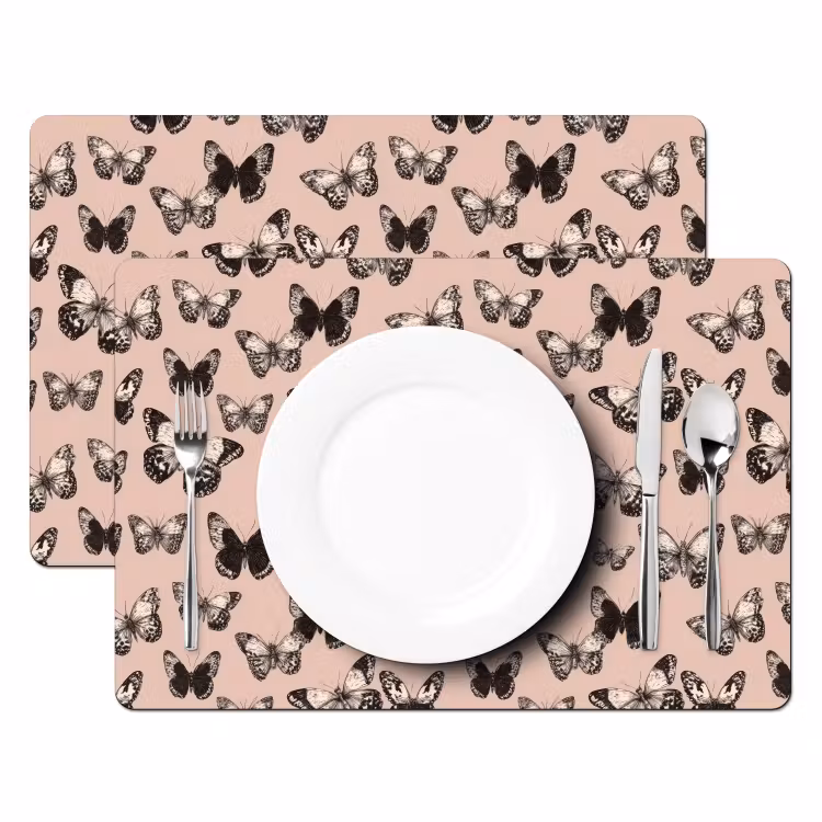 Placemat - 6 stuks - Tijdloos - Vlinders - Perzik — 2