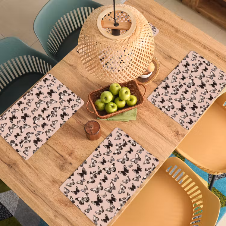 Placemat - 6 stuks - Tijdloos - Vlinders - Perzik — 6