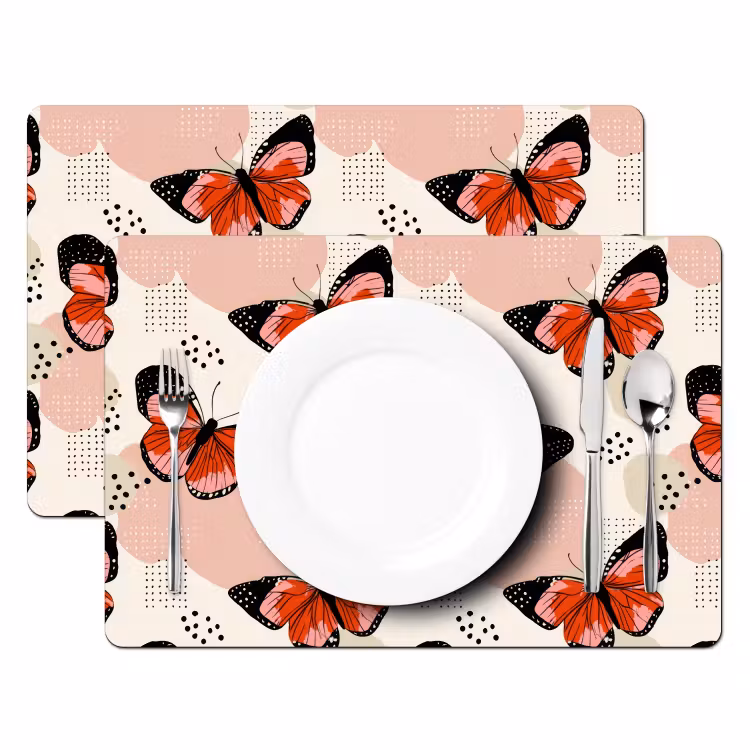 Placemat - 6 stuks - Vlinders - Retro - Kleurrijk — 2