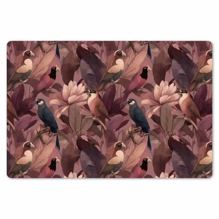 Placemat - 6 stuks - Vogels - Bladeren - Roze — 7