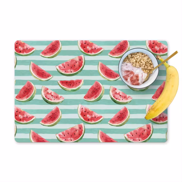 Placemat - 6 stuks - Watermeloen - Strepen - Groen — 1