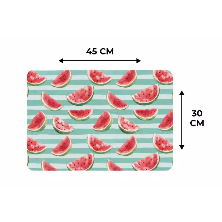 Placemat - 6 stuks - Watermeloen - Strepen - Groen — 3