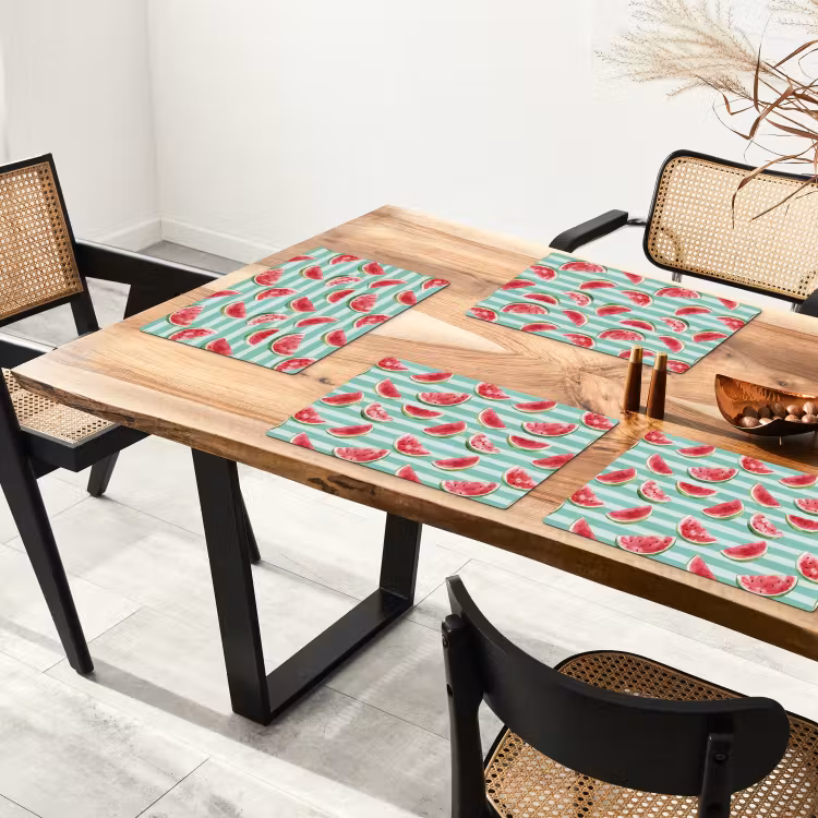 Placemat - 6 stuks - Watermeloen - Strepen - Groen — 5