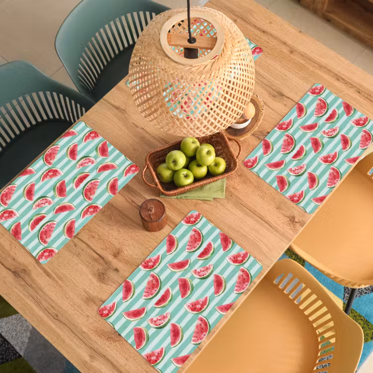 Placemat - 6 stuks - Watermeloen - Strepen - Groen — 6