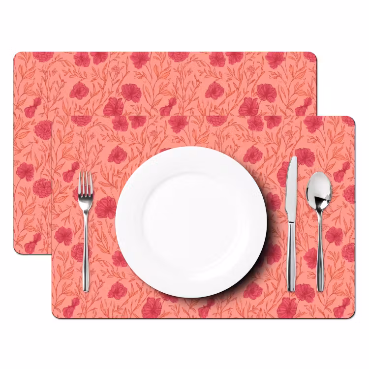 Placemat - 6 stuks - Weidebloemen - Romantisch - Roze — 2