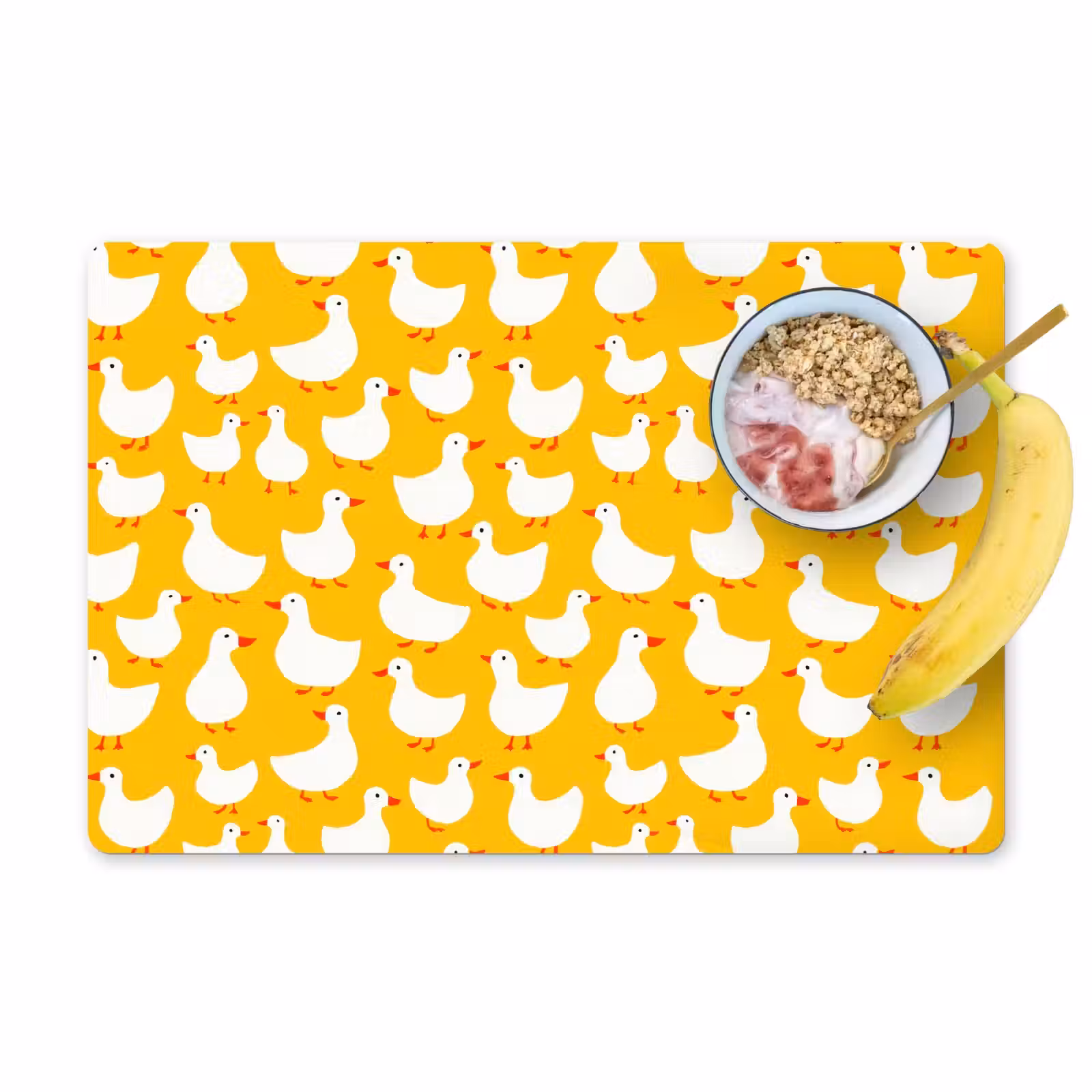 Placemat - 6 stuks - Eendjes - Patroon - Geel — 1