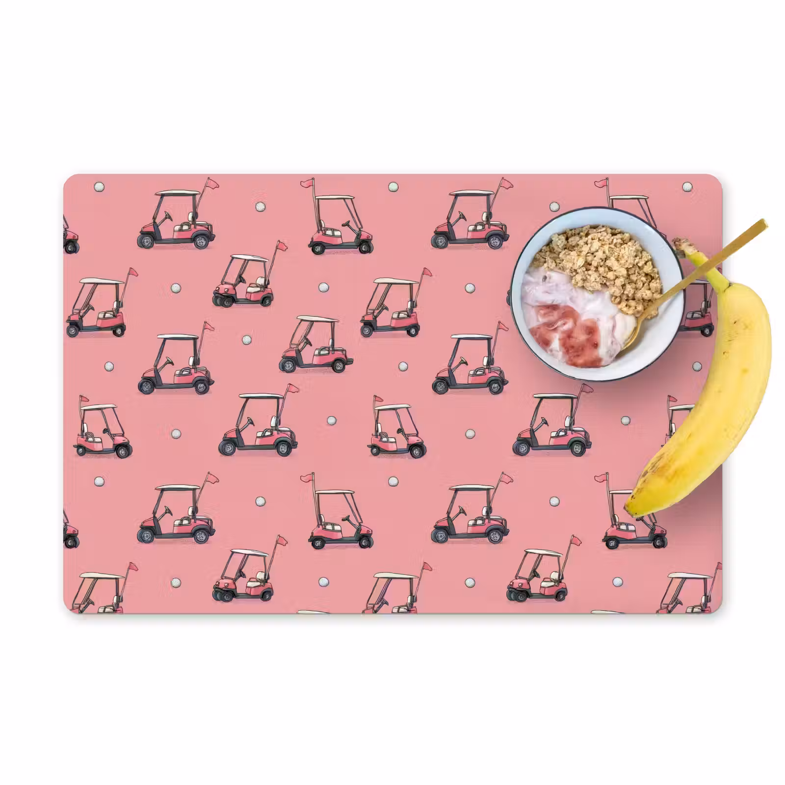 Placemat - 6 stuks - Golfkar - Retro - Roze — 1