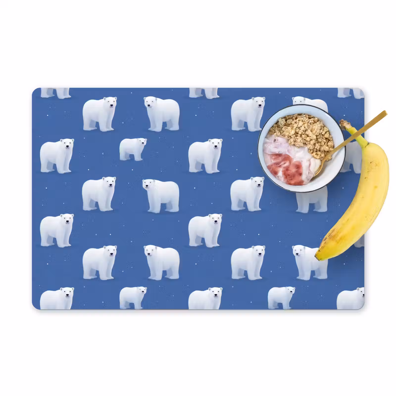Placemat - 6 stuks - IJsbeer - Patroon - Blauw — 1