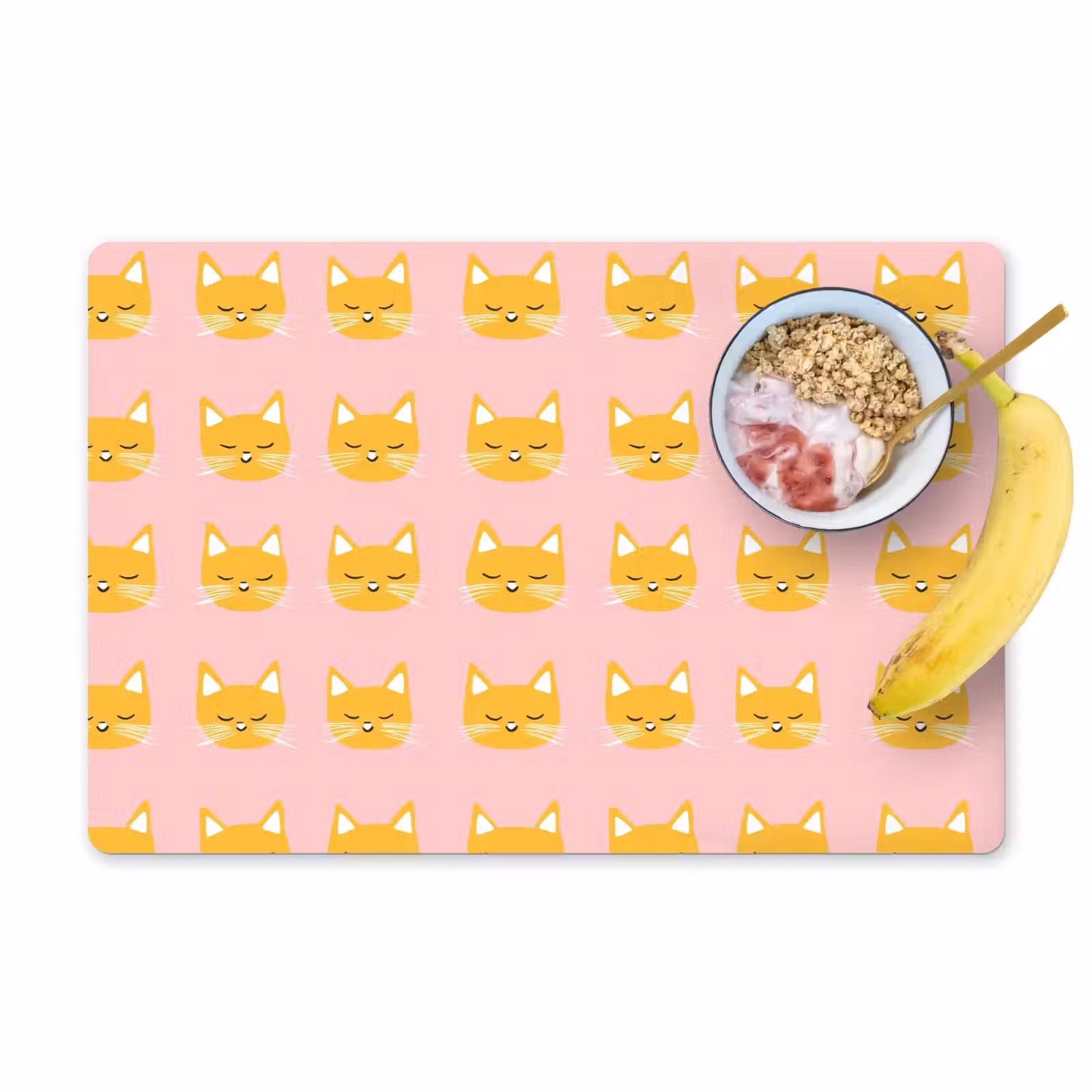 Placemat - 6 stuks - Katten - Patroon - Roze — 1