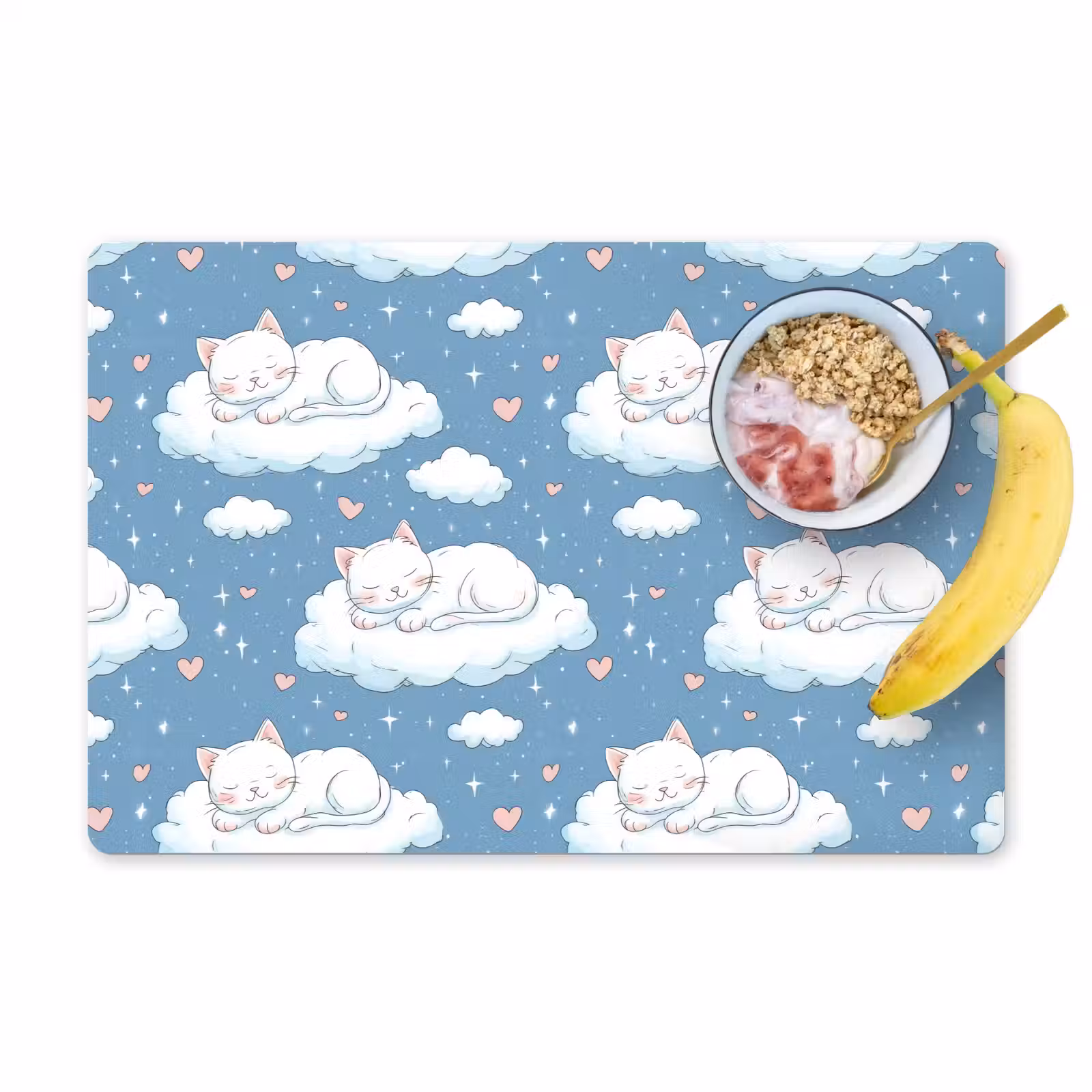 Placemat - 6 stuks - Kitten - Wolken - Blauw — 1