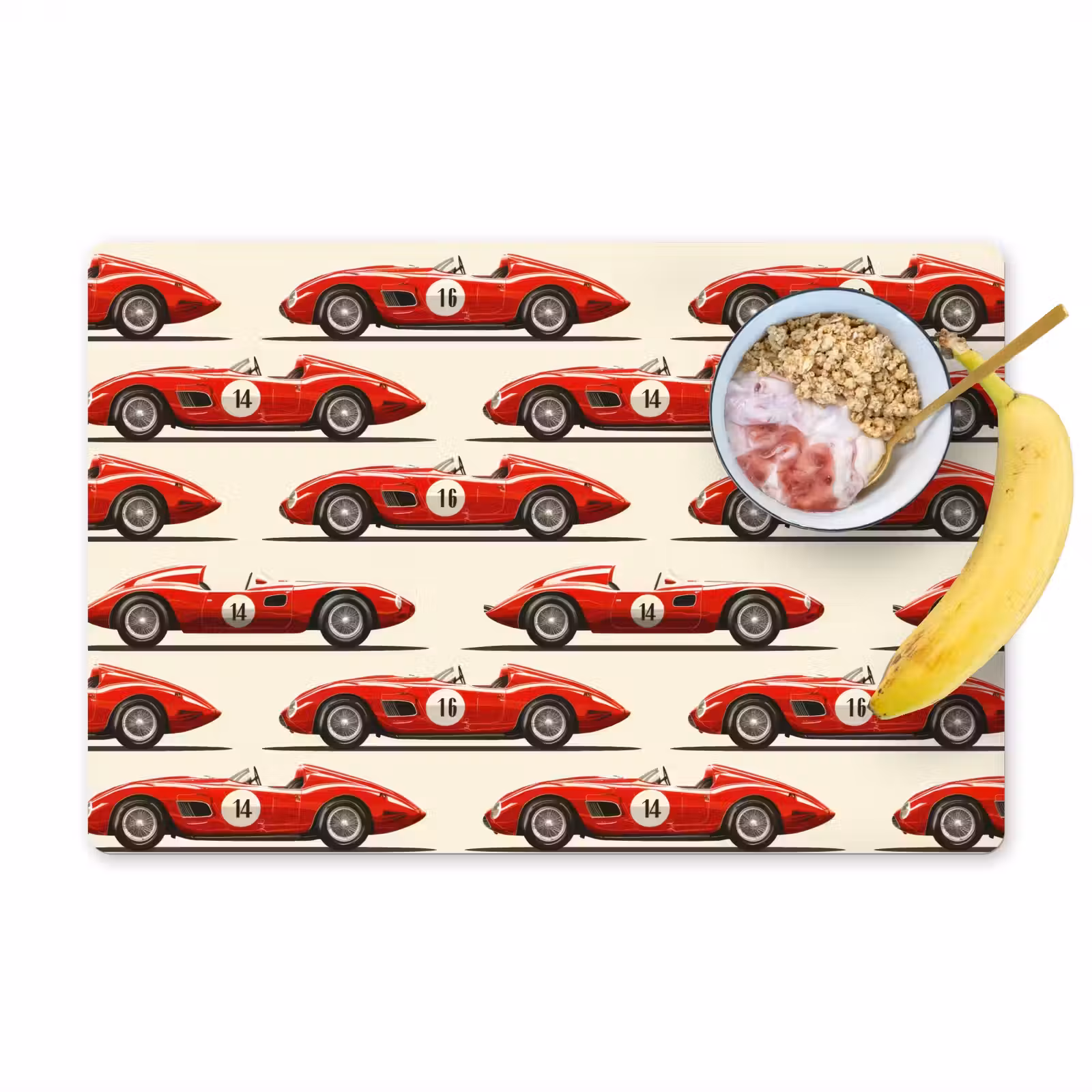 Placemat - 6 stuks - Raceauto - Retro - Rood — 1