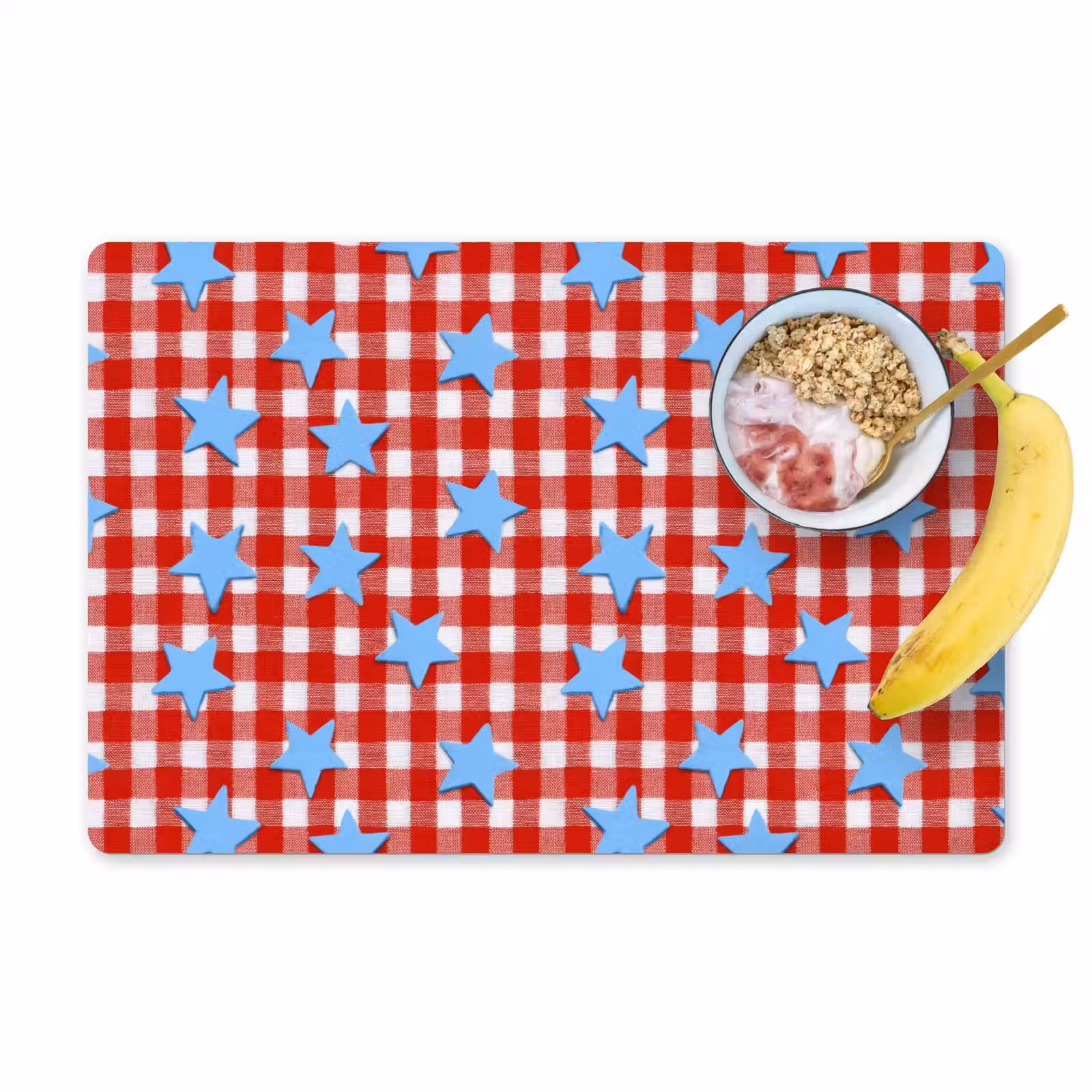 Placemat - 6 stuks - Ruit - Sterren - Rood — 1