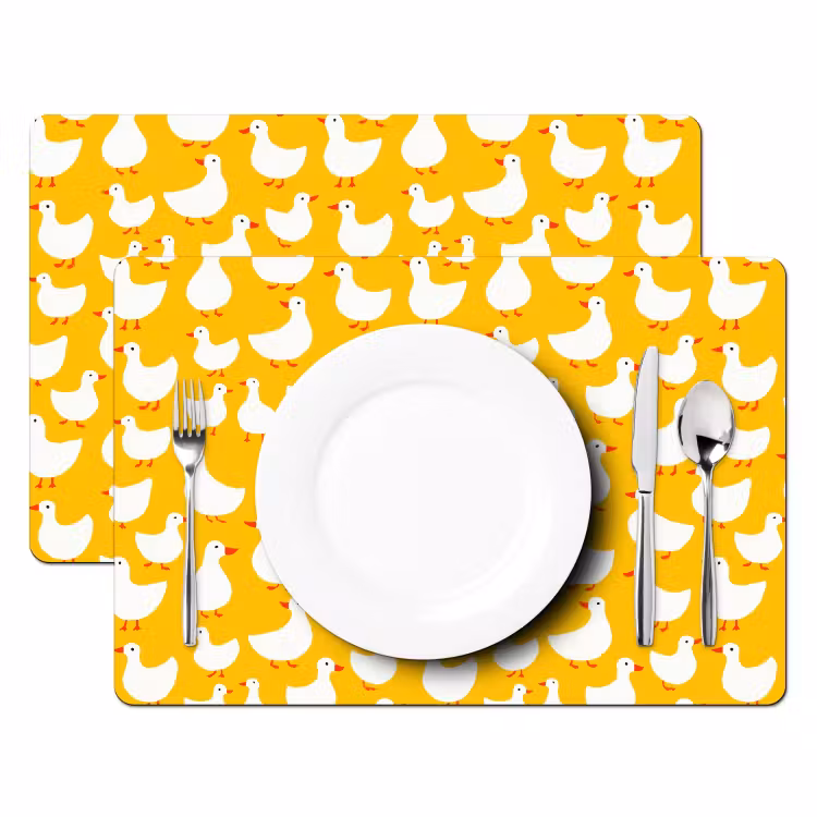 Placemat - 6 stuks - Eendjes - Patroon - Geel — 2