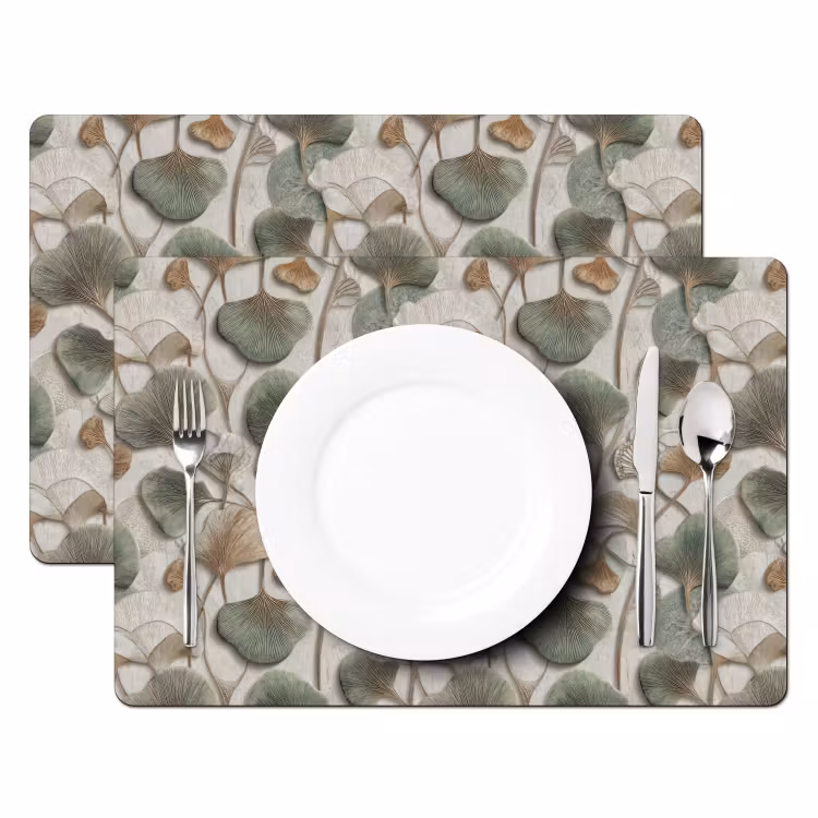 Placemat - 6 stuks - Elegant - Bladeren - Groen — 2