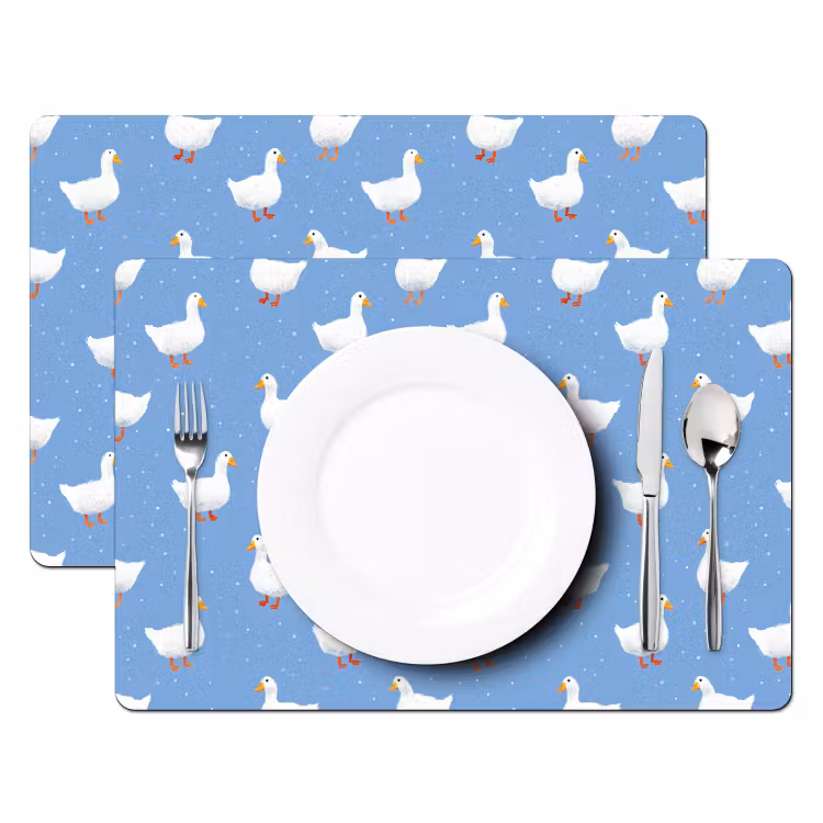 Placemat - 6 stuks - Ganzen - Elegant - Blauw — 2