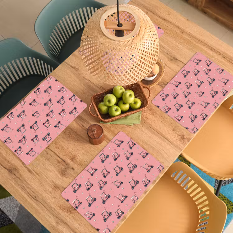 Placemat - 6 stuks - Golfkar - Retro - Roze — 6