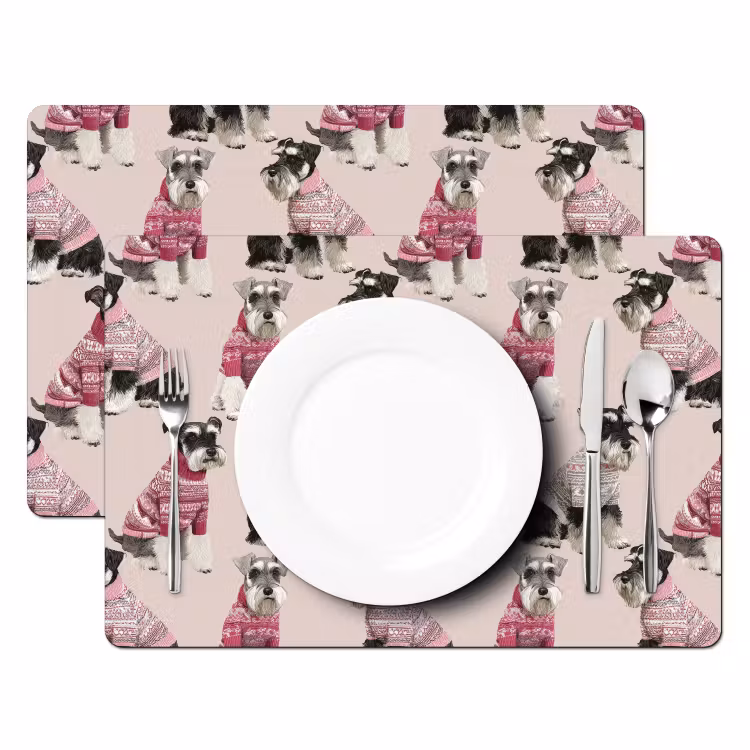 Placemat - 6 stuks - Honden - Truien - Rood — 2