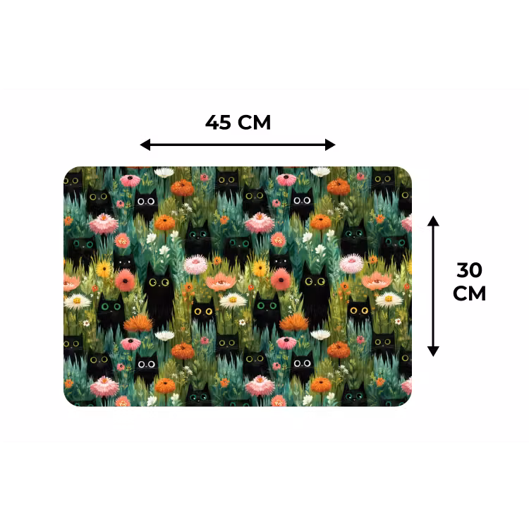 Placemat - 6 stuks - Katten - Bloemen - Kleurrijk — 3