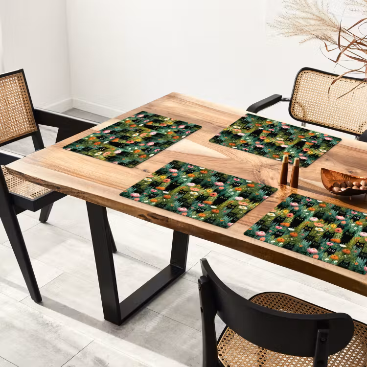 Placemat - 6 stuks - Katten - Bloemen - Kleurrijk — 5