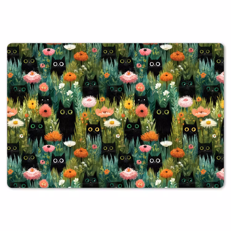 Placemat - 6 stuks - Katten - Bloemen - Kleurrijk — 7