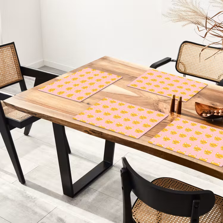 Placemat - 6 stuks - Katten - Patroon - Roze — 5