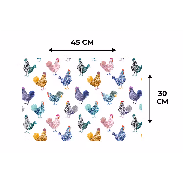 Placemat - 6 stuks - Kippen -Aquarel - Kleurrijk — 3