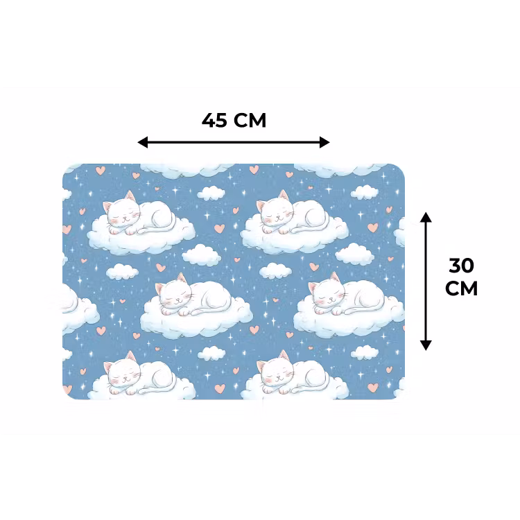 Placemat - 6 stuks - Kitten - Wolken - Blauw — 3
