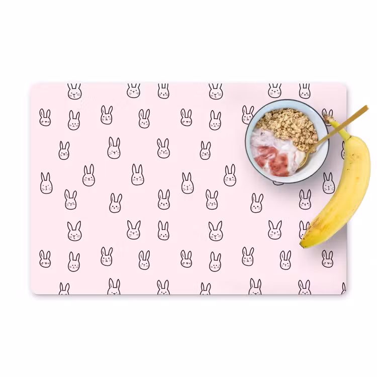 Placemat - 6 stuks - Konijnen - Minimalistisch - Roze — 1