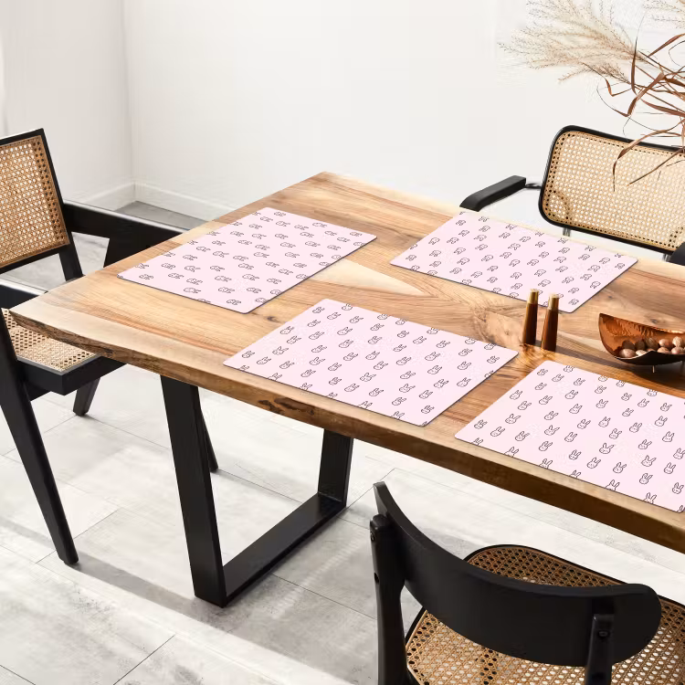 Placemat - 6 stuks - Konijnen - Minimalistisch - Roze — 5