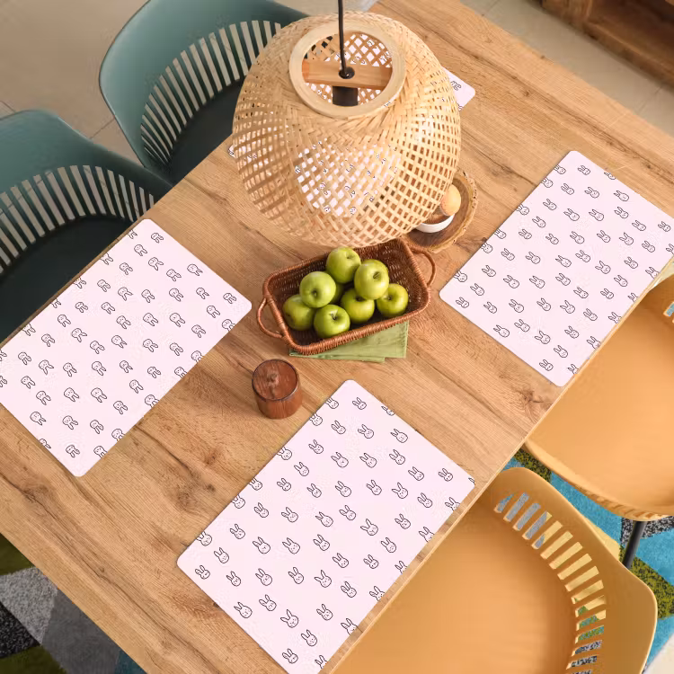 Placemat - 6 stuks - Konijnen - Minimalistisch - Roze — 6
