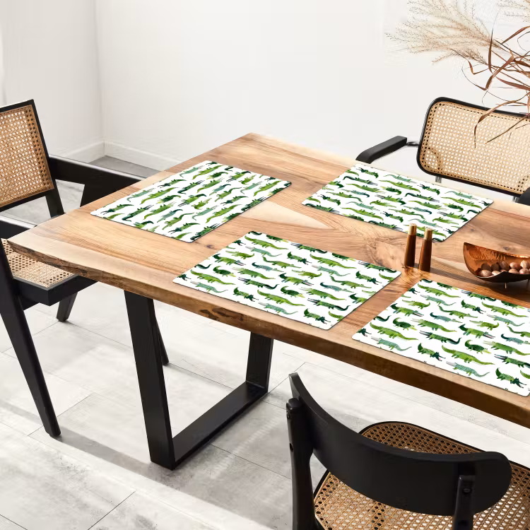Placemat - 6 stuks - krokodillen - Speels - Groen — 5
