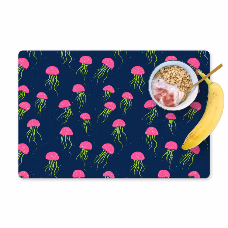 Placemat - 6 stuks - Kwallen - Diepzee - Neon — 1
