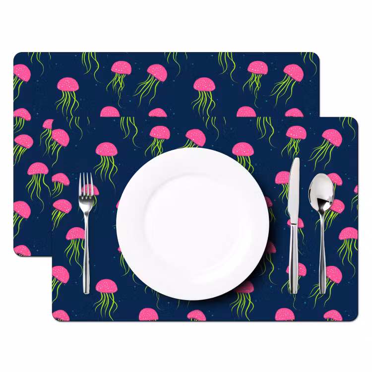 Placemat - 6 stuks - Kwallen - Diepzee - Neon — 2