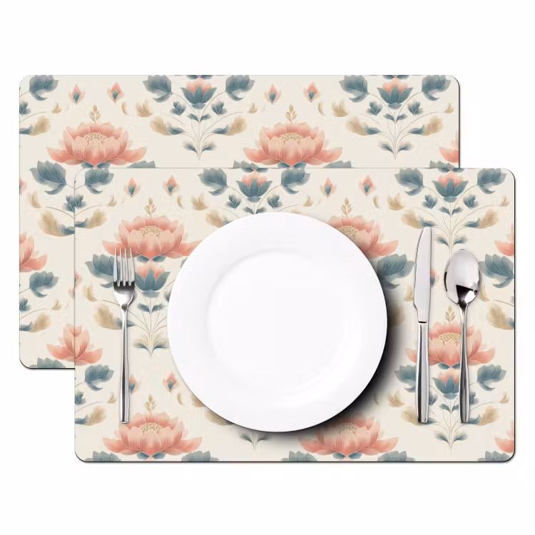 Placemat - 6 stuks - Lotus - Bloemen - Roze — 2