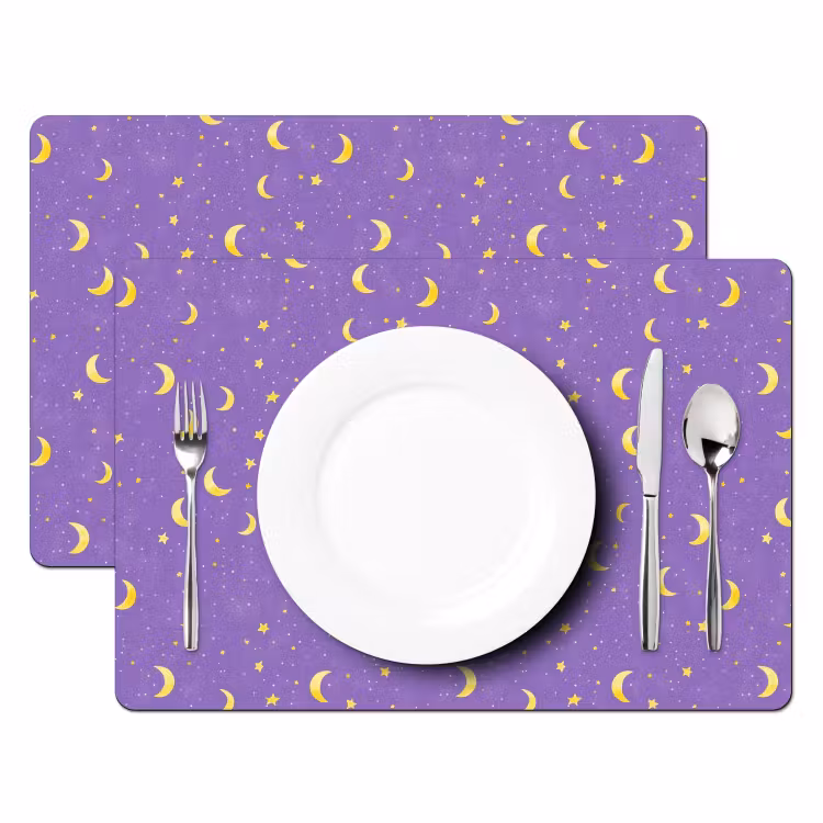 Placemat - 6 stuks - Manen - Sterren - Paars — 2
