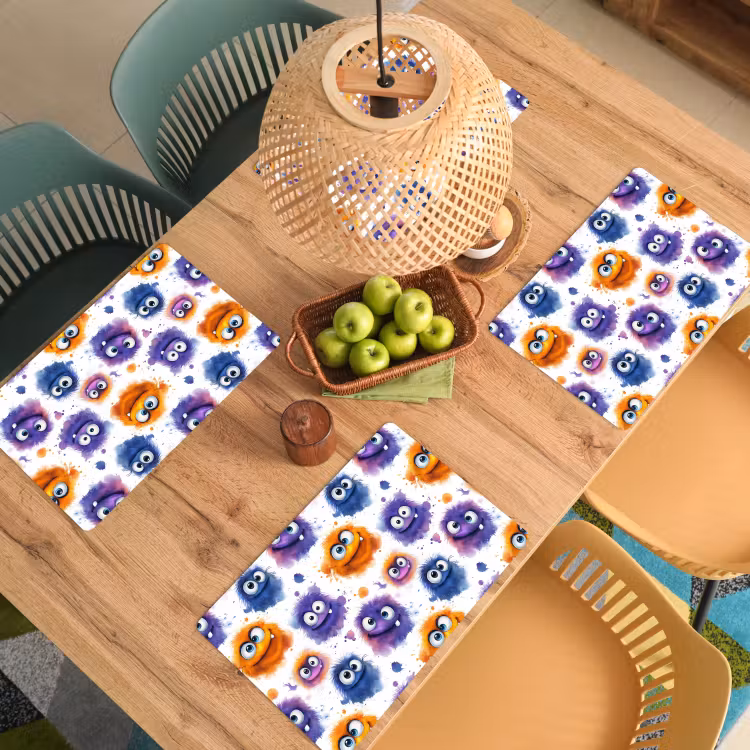 Placemat - 6 stuks - Monstertjes - Aquarel - Kleurrijk — 6