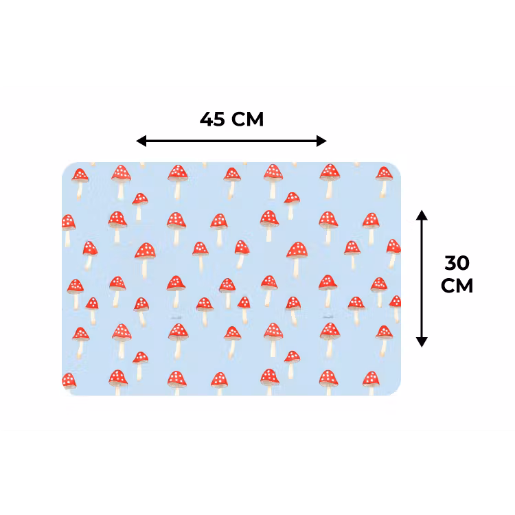 Placemat - 6 stuks - Paddenstoel -Sprookje - Blauw — 3