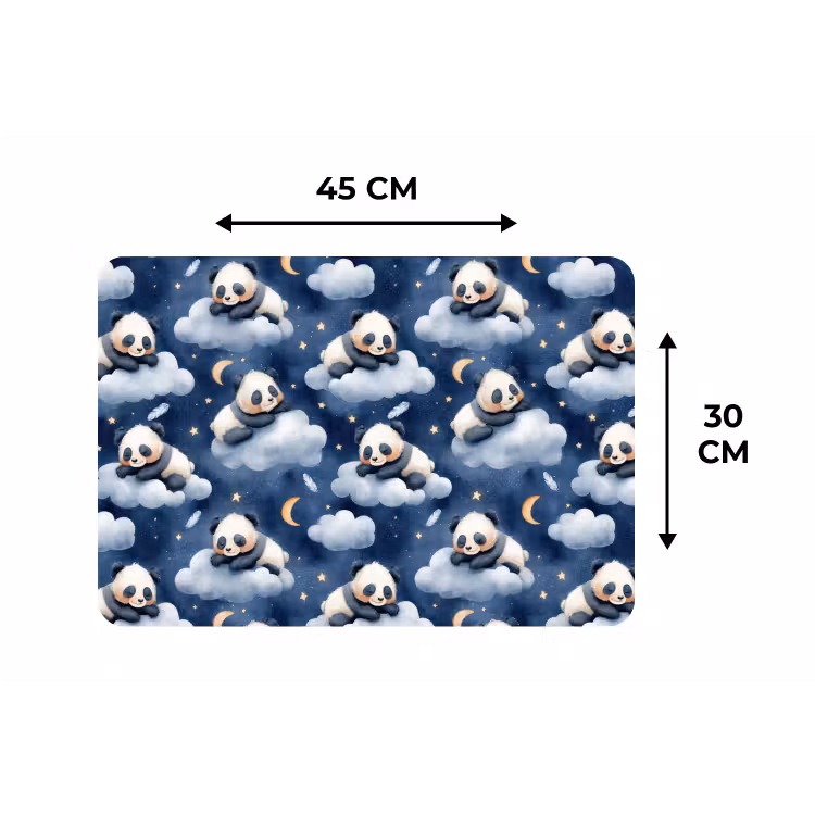 Placemat - 6 stuks - Panda's - Slapen - Blauw — 3